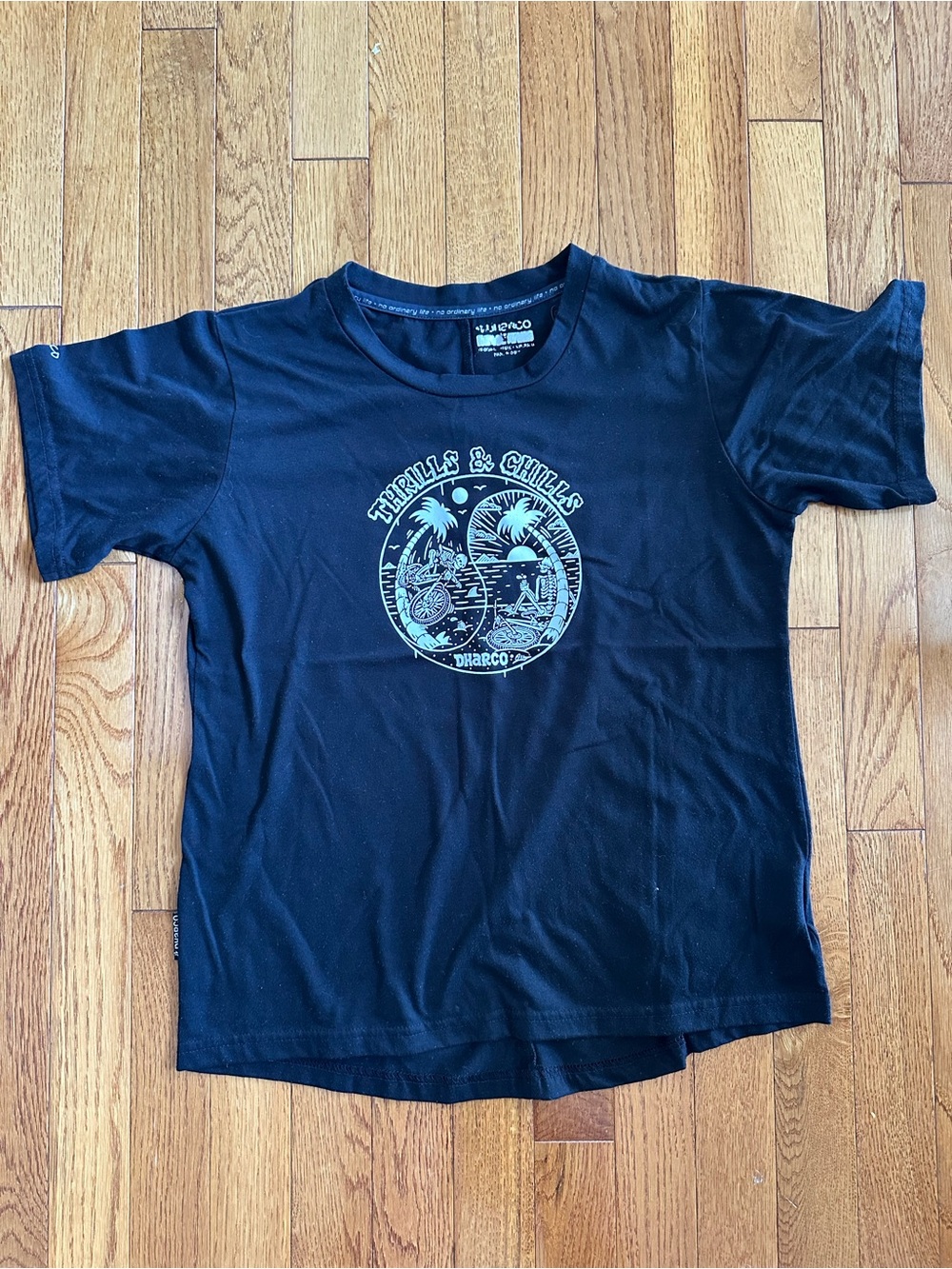 Dharco woman’s "Thrills & Chills" Black Graphic Tee